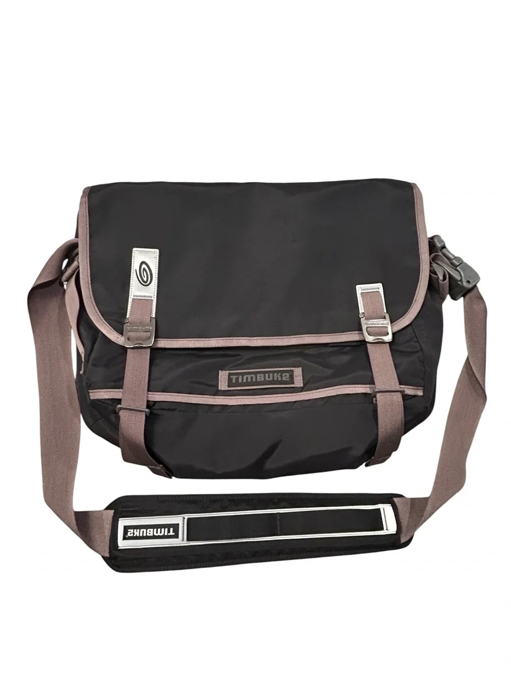 Timbuk2 Command Black Messenger Bag Taupe Trim EUC Laptop Travel TSA Business